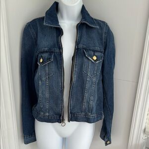 Michael Kors Classic Blue Jean Jacket with Slightly Cropped Length Size S